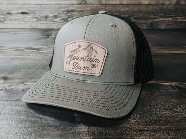 Wood Mountain Bum: Wood Patch Trucker Hat - Wyo Dirt Customs