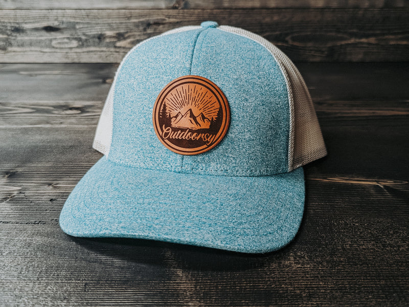 Outdoorsy Leather Patch Trucker Hat- Wyo Dirt Customs