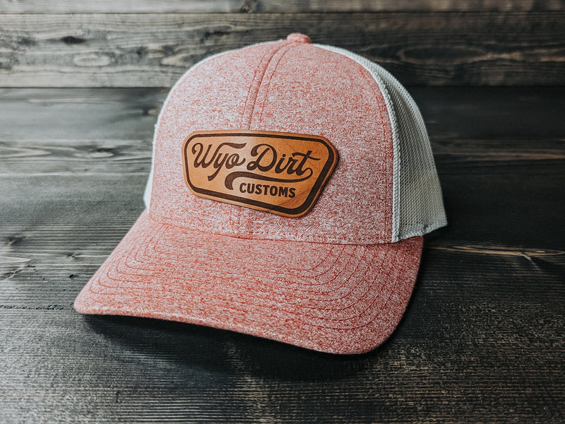 Wyo Dirt Brand Leather Patch Trucker Hat- Wyo Dirt Customs