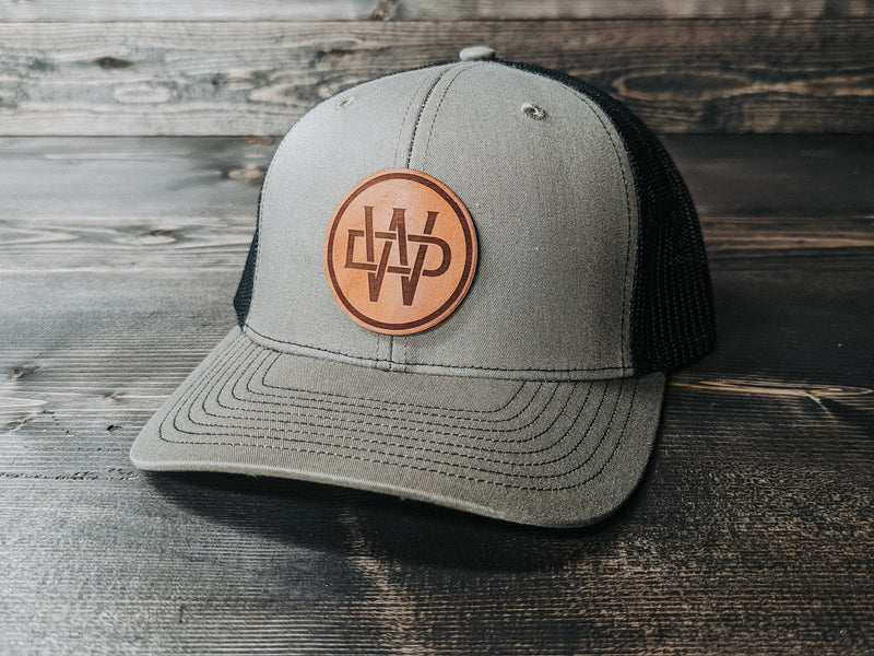 Trucker Leather Patch Hat | Heather Gray and Navy