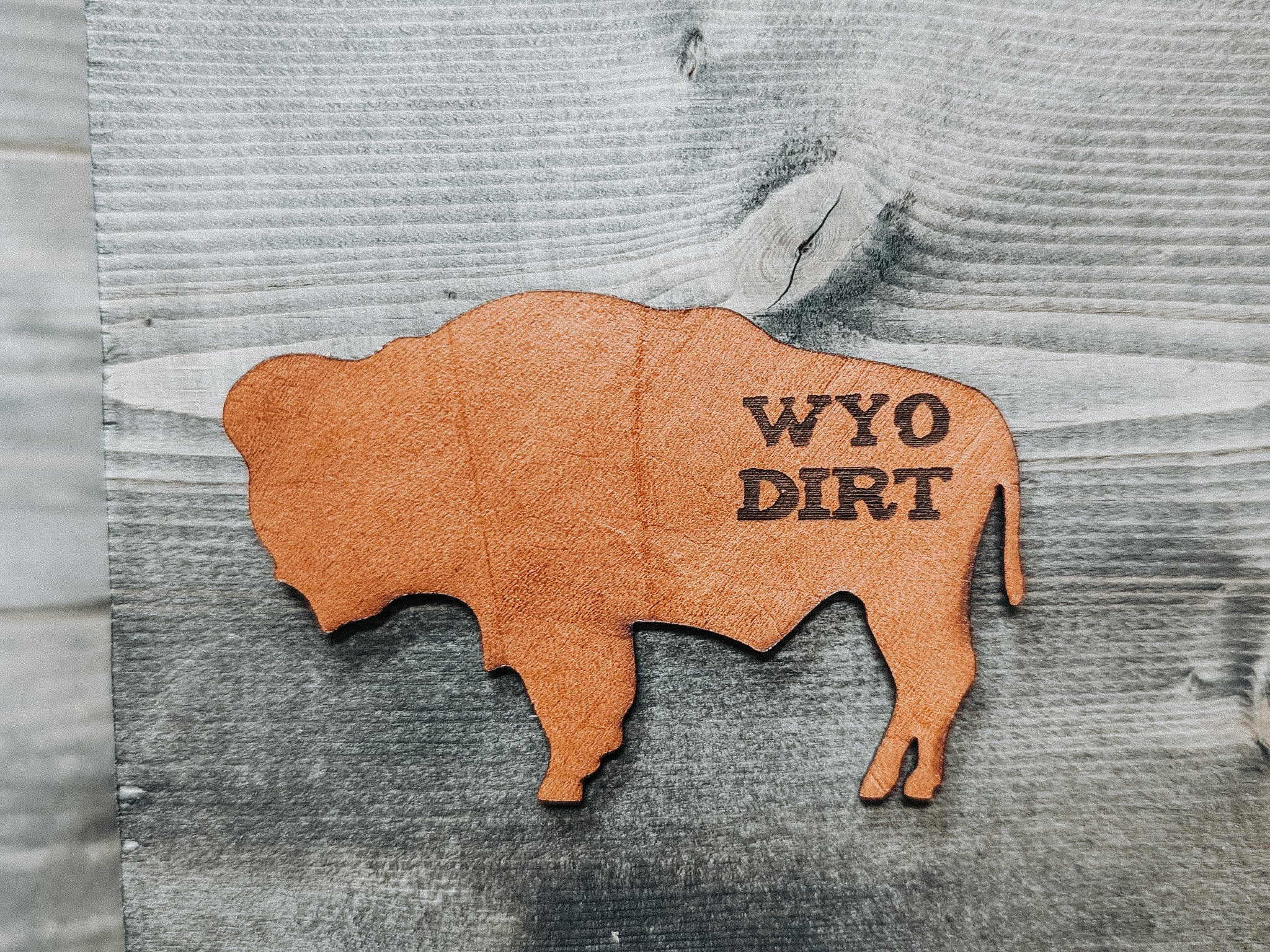 Trucker Hat Leather Patch: Outdoorsy Bison - Wyo Dirt Customs