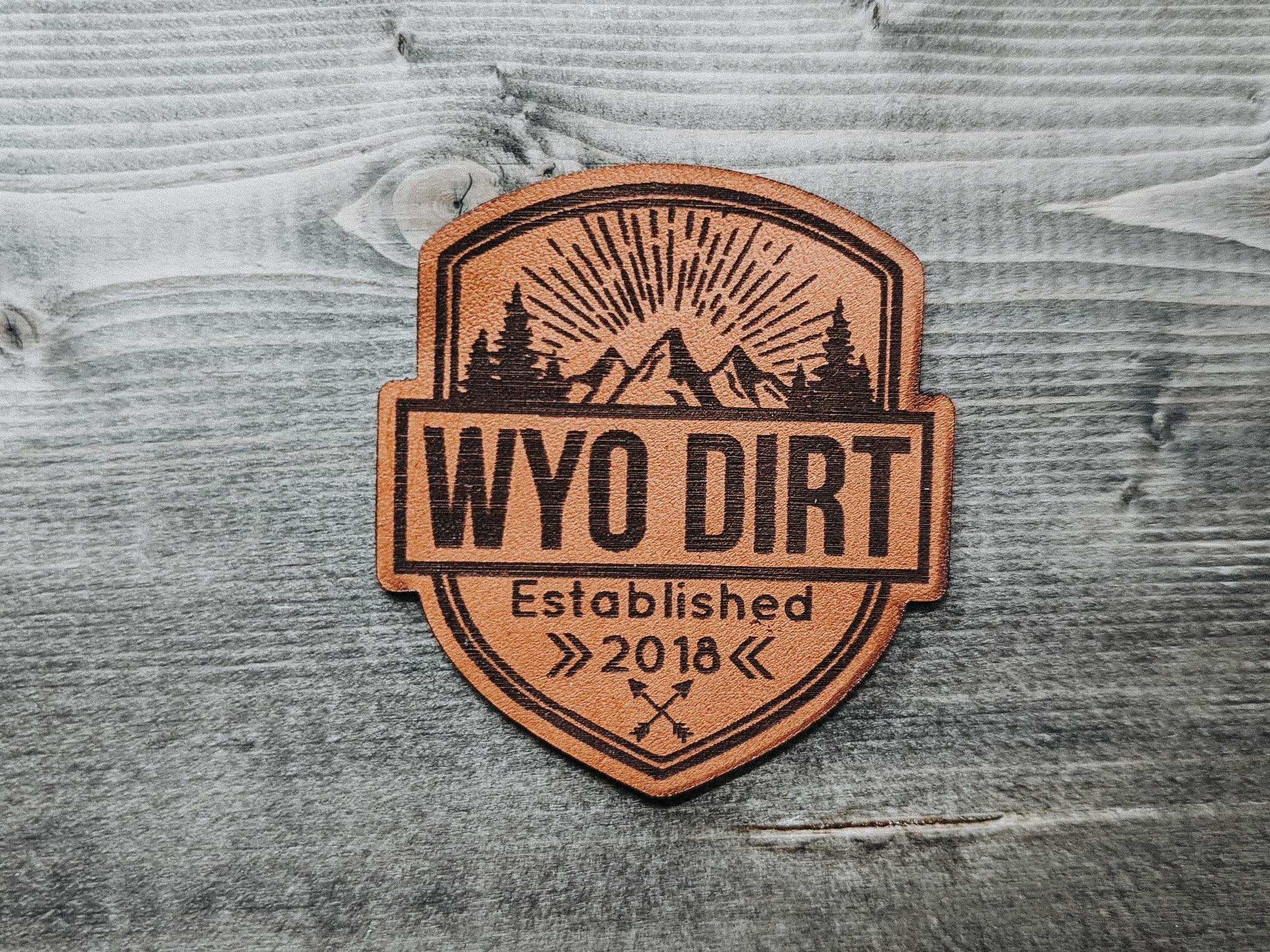 Trucker Hat Leather Patch: Outdoorsy Bison - Wyo Dirt Customs Heather Grey/Black