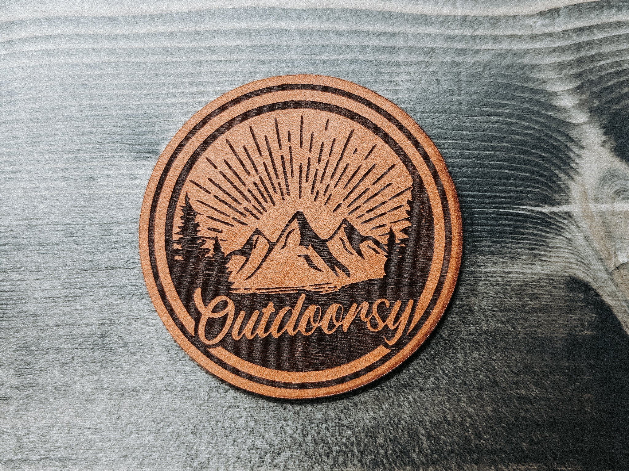 Trucker Hat Leather Patch: Outdoorsy Bison - Wyo Dirt Customs